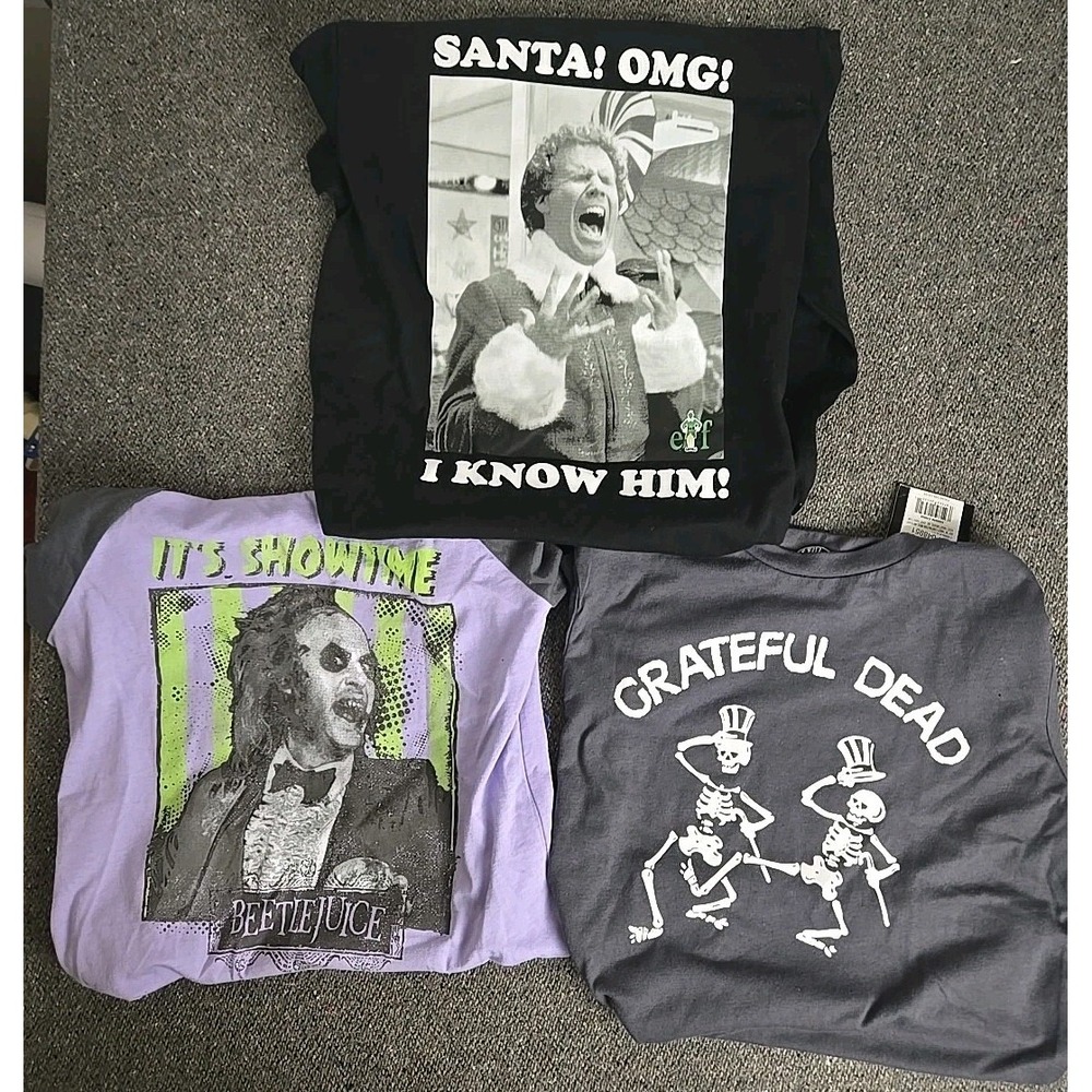 Kids Tee Shirt Lot (3) Grateful Dead Elf Beetlejuice Small Medium New With Tags
